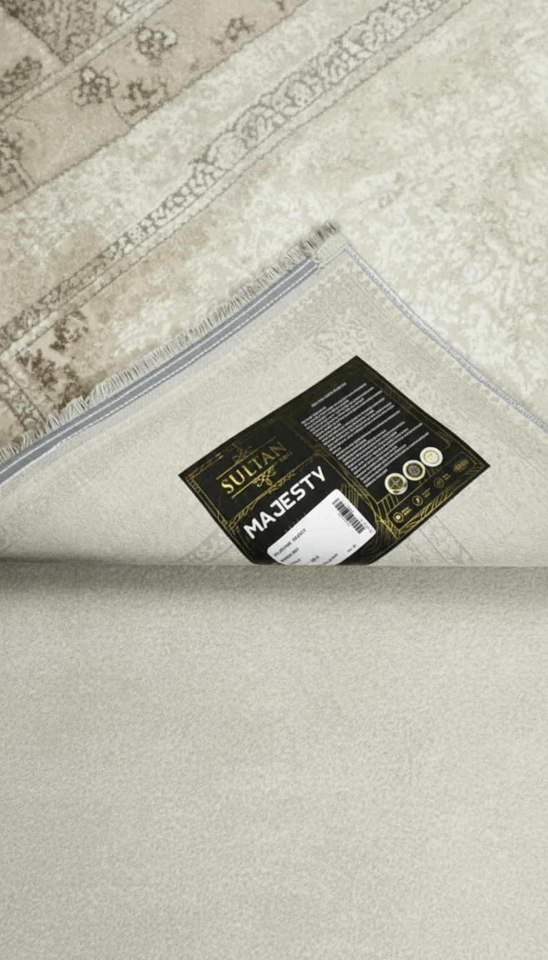 Sultan Majesty Çerçeveli Bej Modern  Makine Dokuma Salon Halısı - 3081