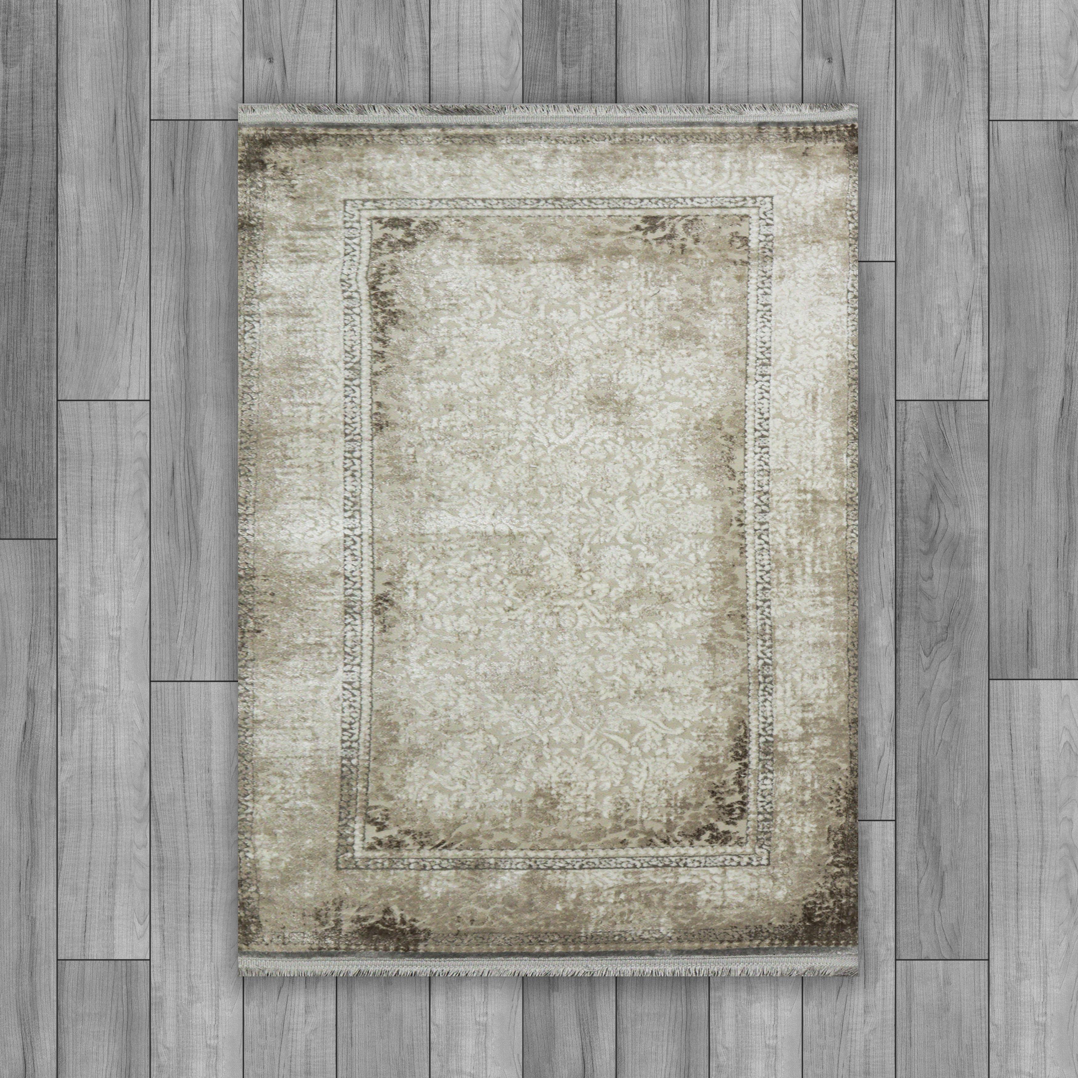 Sultan Majesty Çerçeveli Bej Modern  Makine Dokuma Salon Halısı - 3081