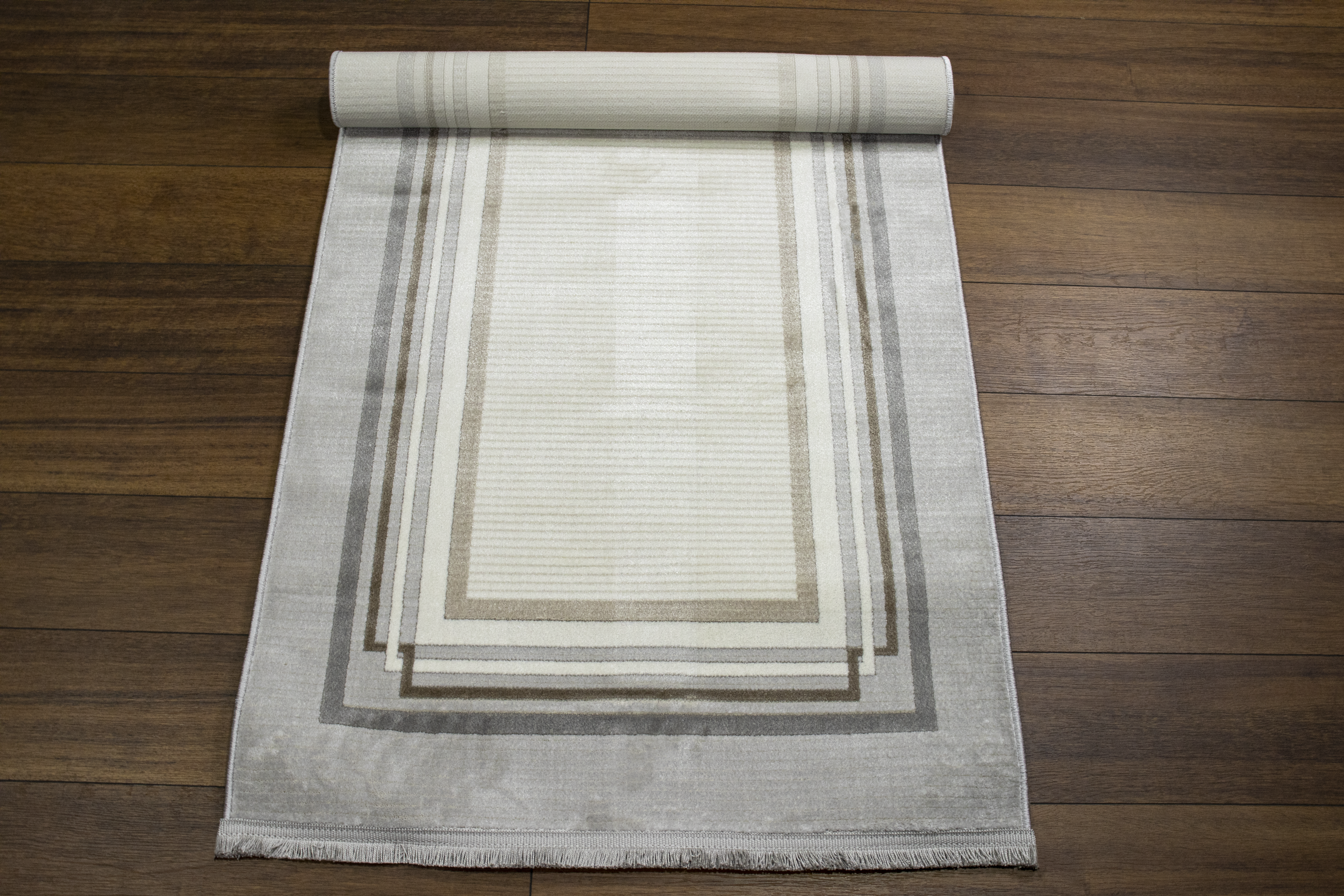 Sultan Majesty Çerçeveli Gri Modern  Makine Dokuma Salon Halısı - 3082