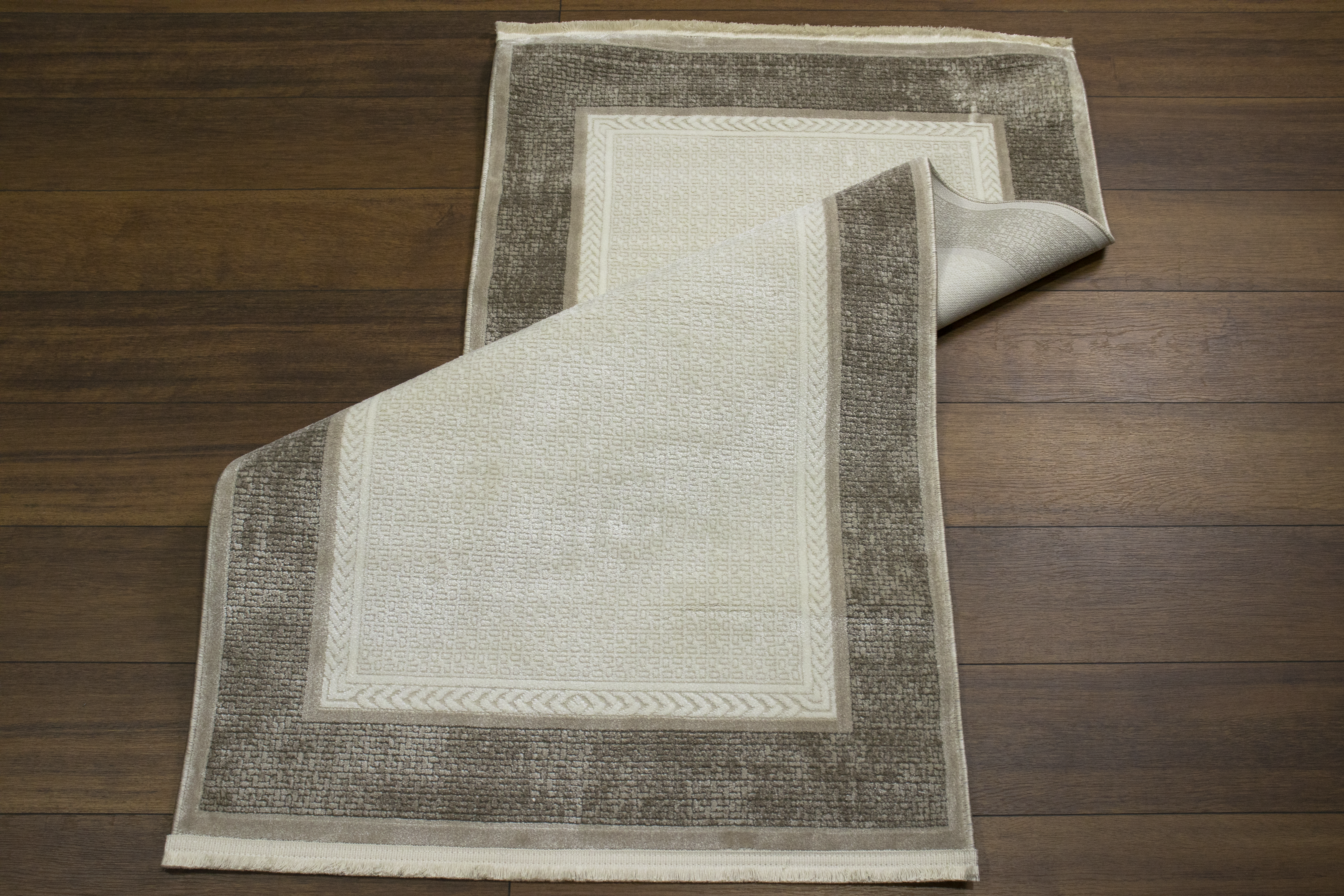 Sultan Majesty Çerçeveli Gri Modern  Makine Dokuma Salon Halısı - 3083