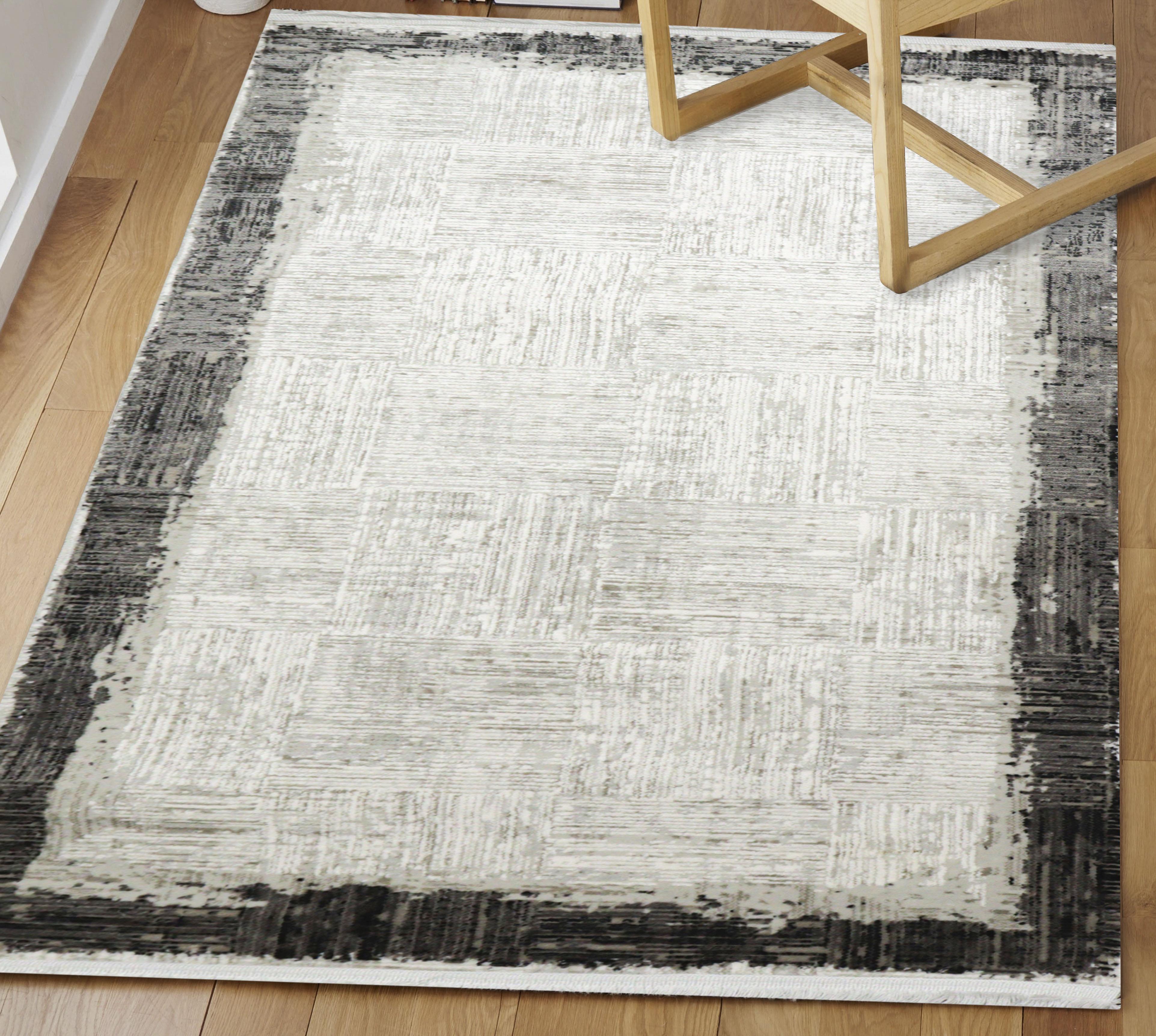 Sultan Serra Bordürlü Antrasit Modern Akrilik Makine Dokuma Salon Halısı - 11354