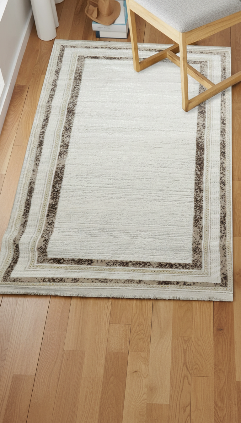 Sultan Serra bordürlü Krem Modern Akrilik Makine Dokuma Salon Halısı - 11310