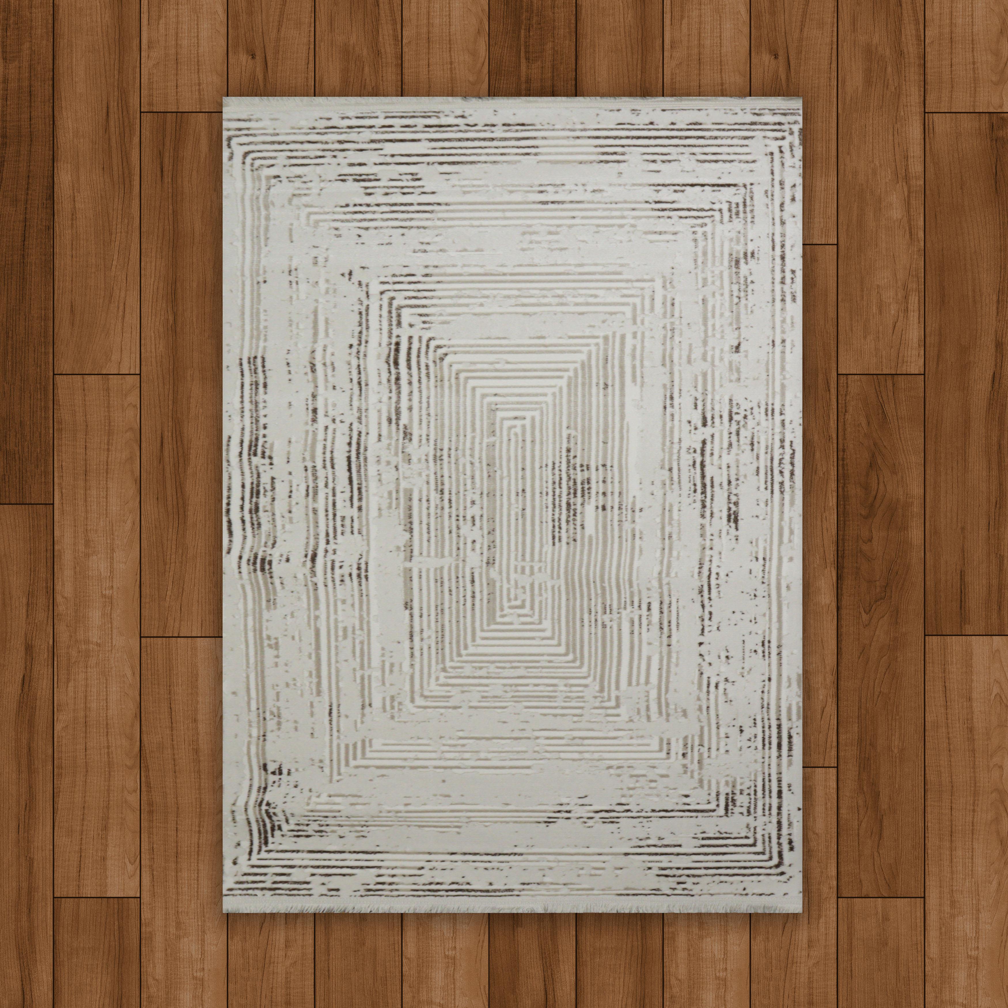 Sultan Serra Labirent Desen Krem Modern Akrilik Makine Dokuma Salon Halısı - 11308