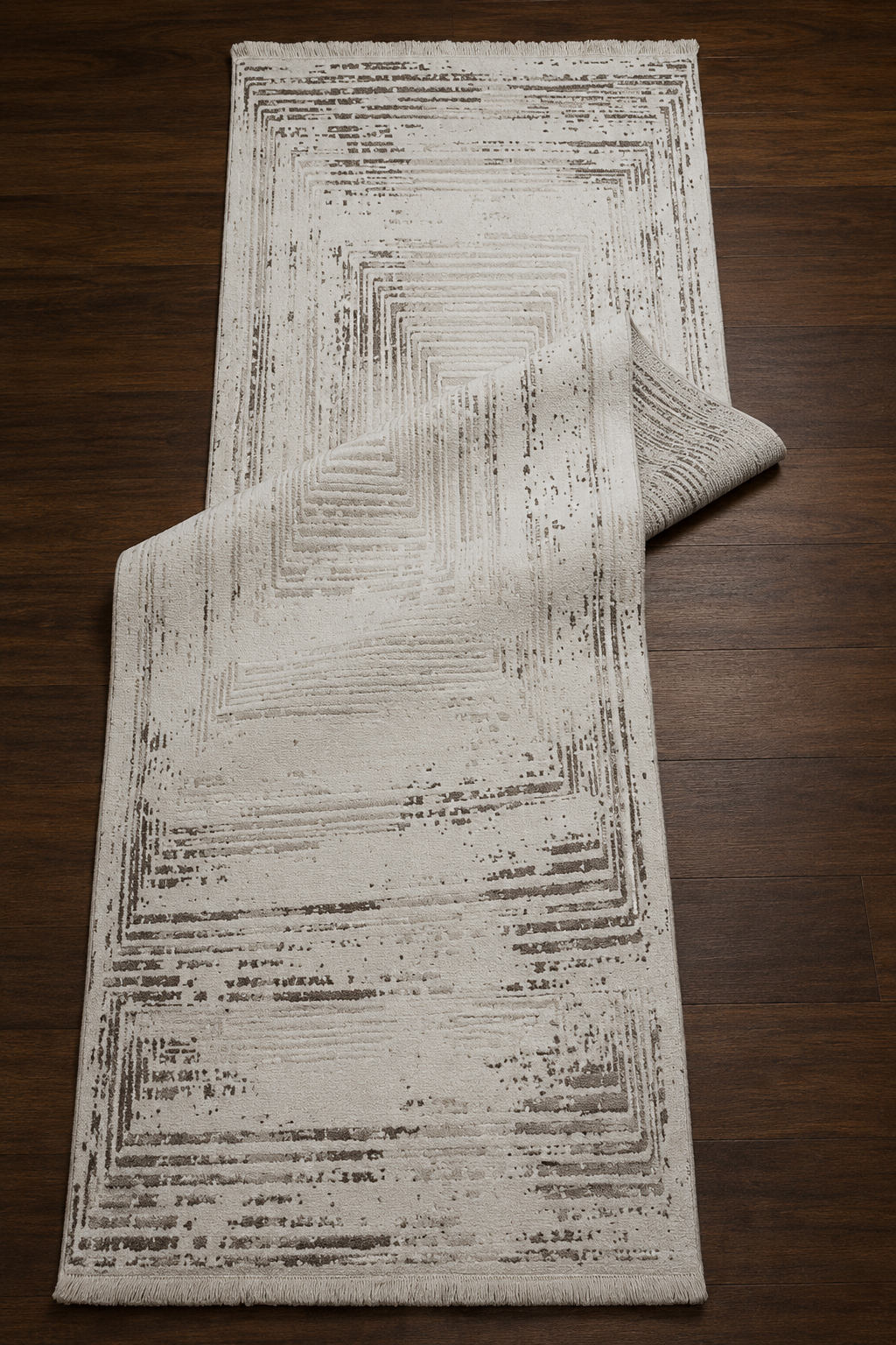 Sultan Serra Labirent Desen Krem Modern Akrilik Makine Dokuma Salon Halısı - 11308