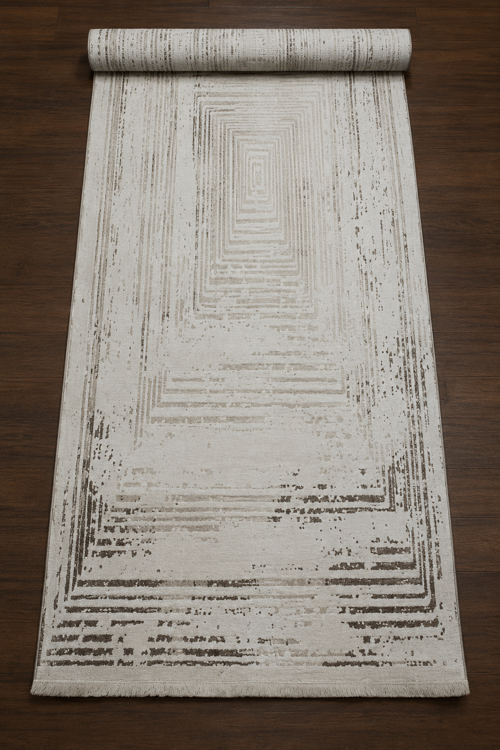 Sultan Serra Labirent Desen Krem Modern Akrilik Makine Dokuma Salon Halısı - 11308