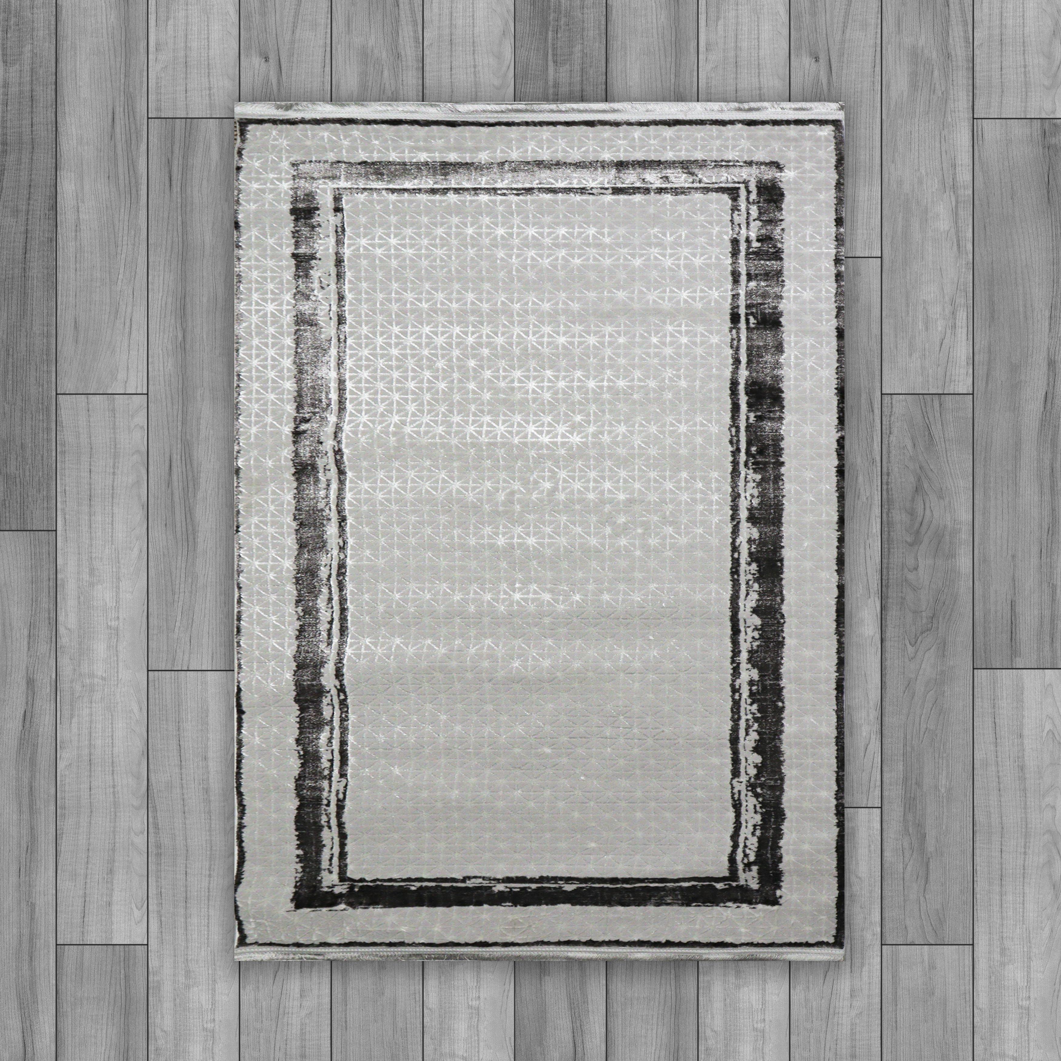 Sultan Zen Çerçeveli Desen Antrasit Modern Akrilik Makine Dokuma Salon Halısı - 6702