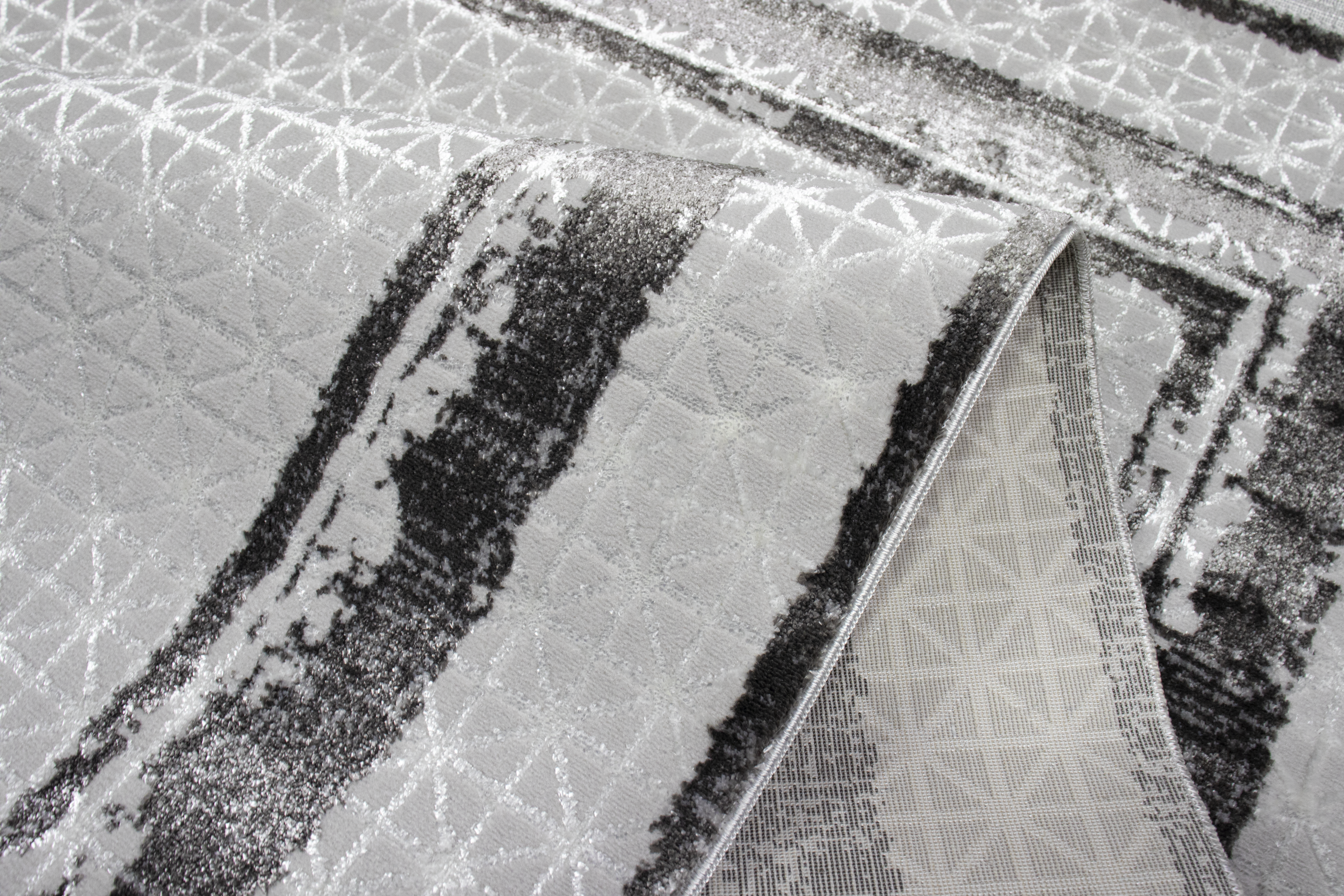 Sultan Zen Çerçeveli Desen Antrasit Modern Akrilik Makine Dokuma Salon Halısı - 6702