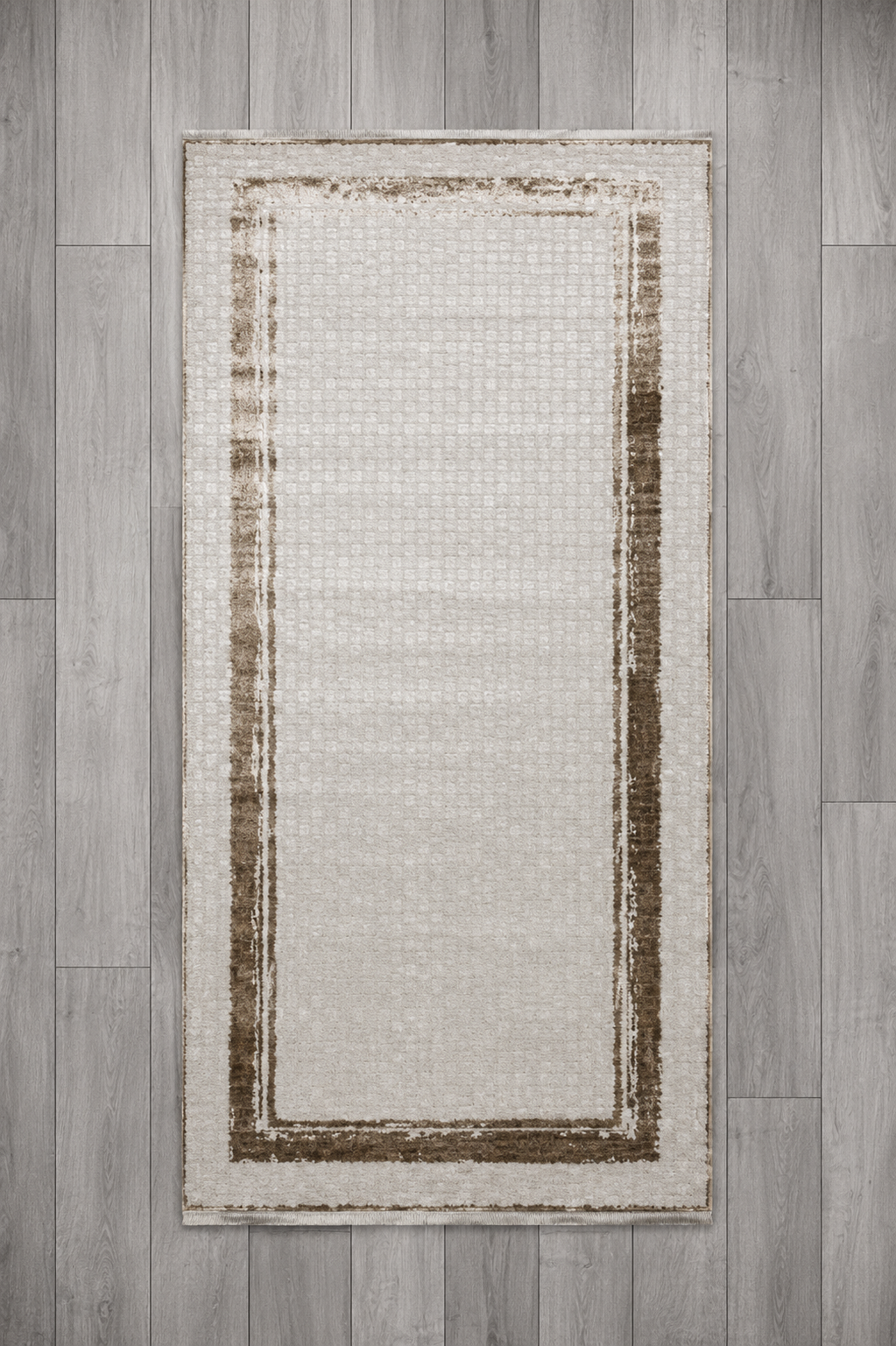 Sultan Zen Çerçeveli Desen Vizon Modern Akrilik Makine Dokuma Salon Halısı - 6601