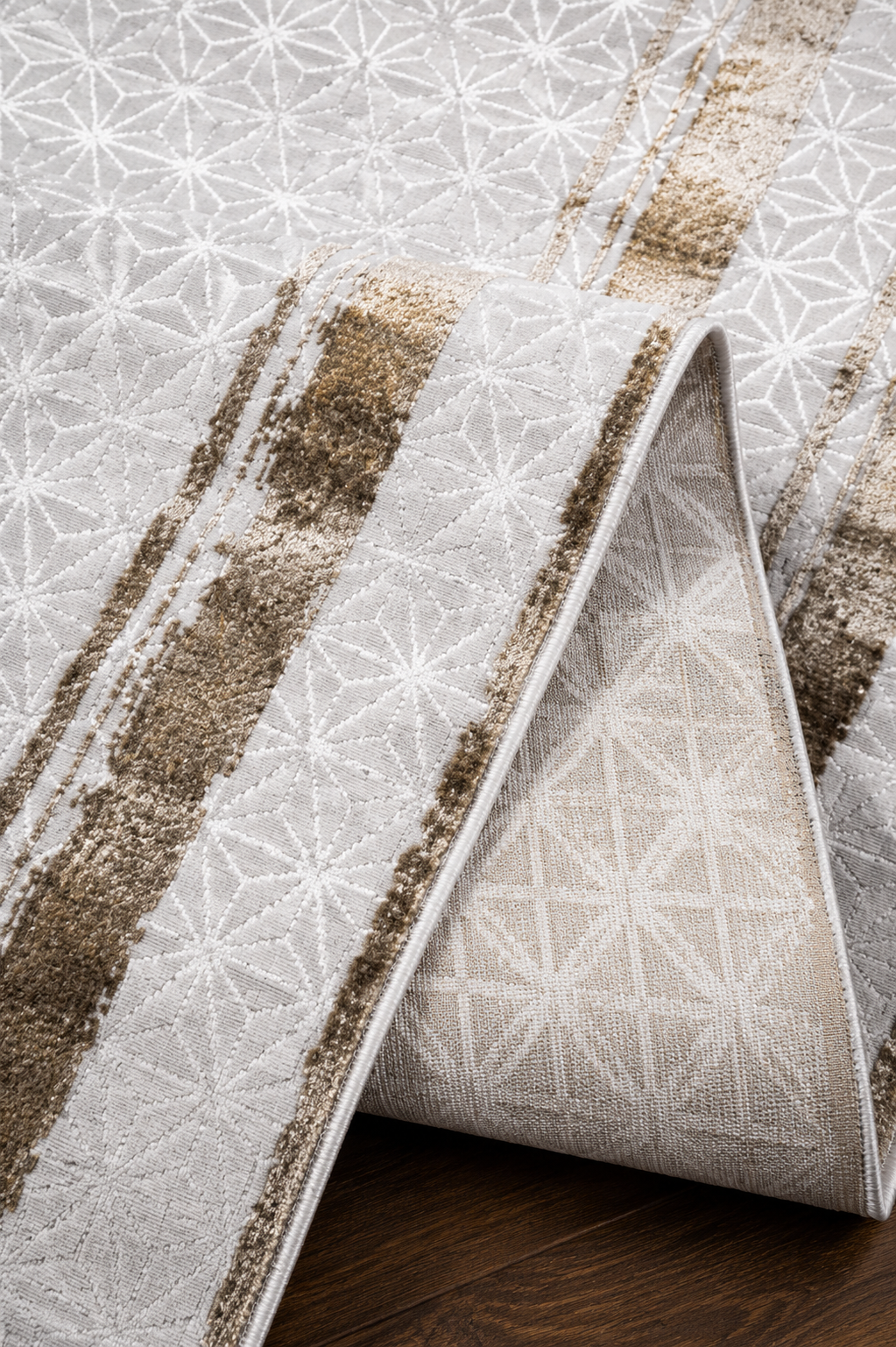 Sultan Zen Çerçeveli Desen Vizon Modern Akrilik Makine Dokuma Salon Halısı - 6601