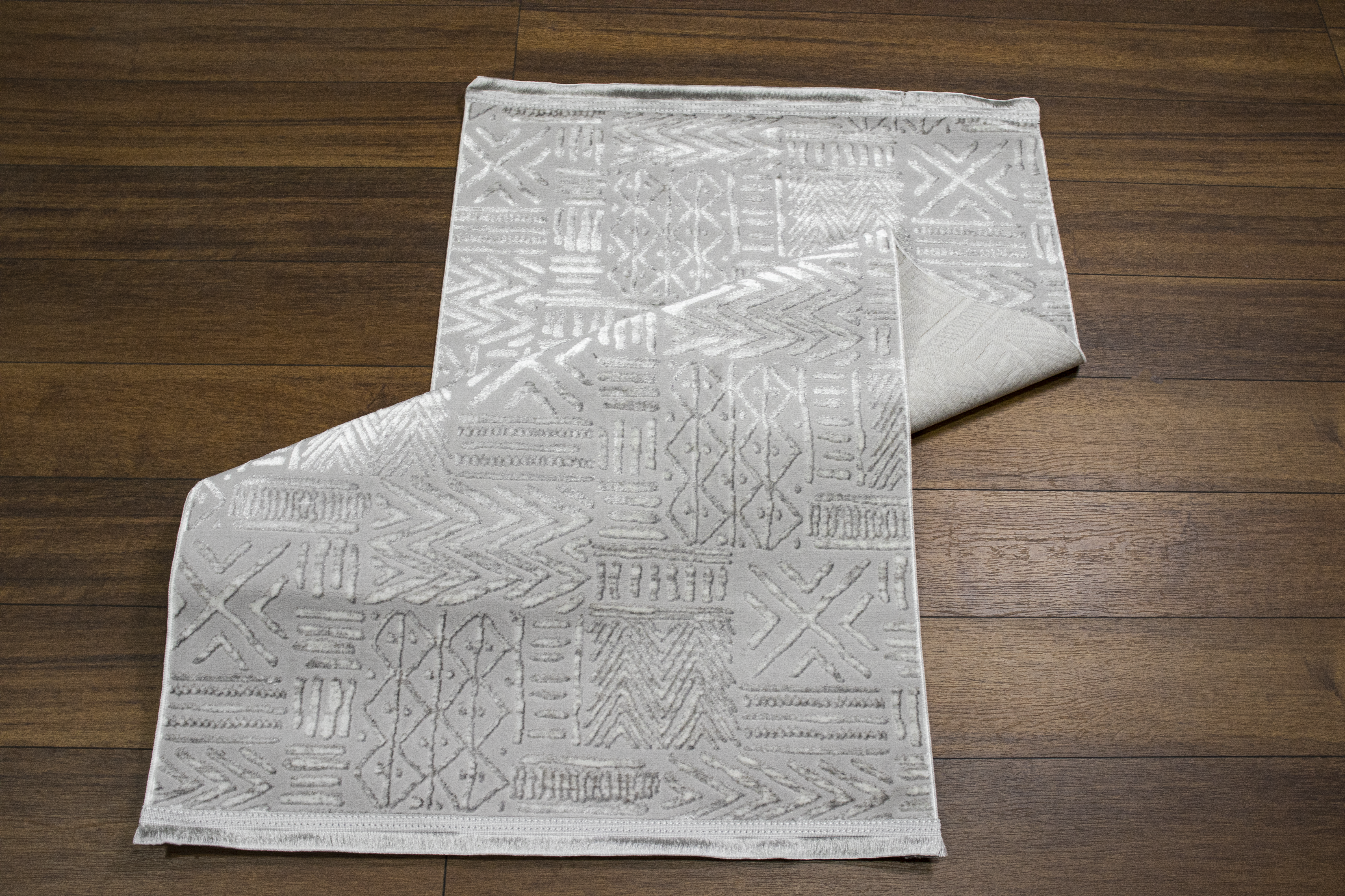 Sultan Zen Etnik Desen Gri Modern Akrilik Makine Dokuma Salon Halısı - 6709