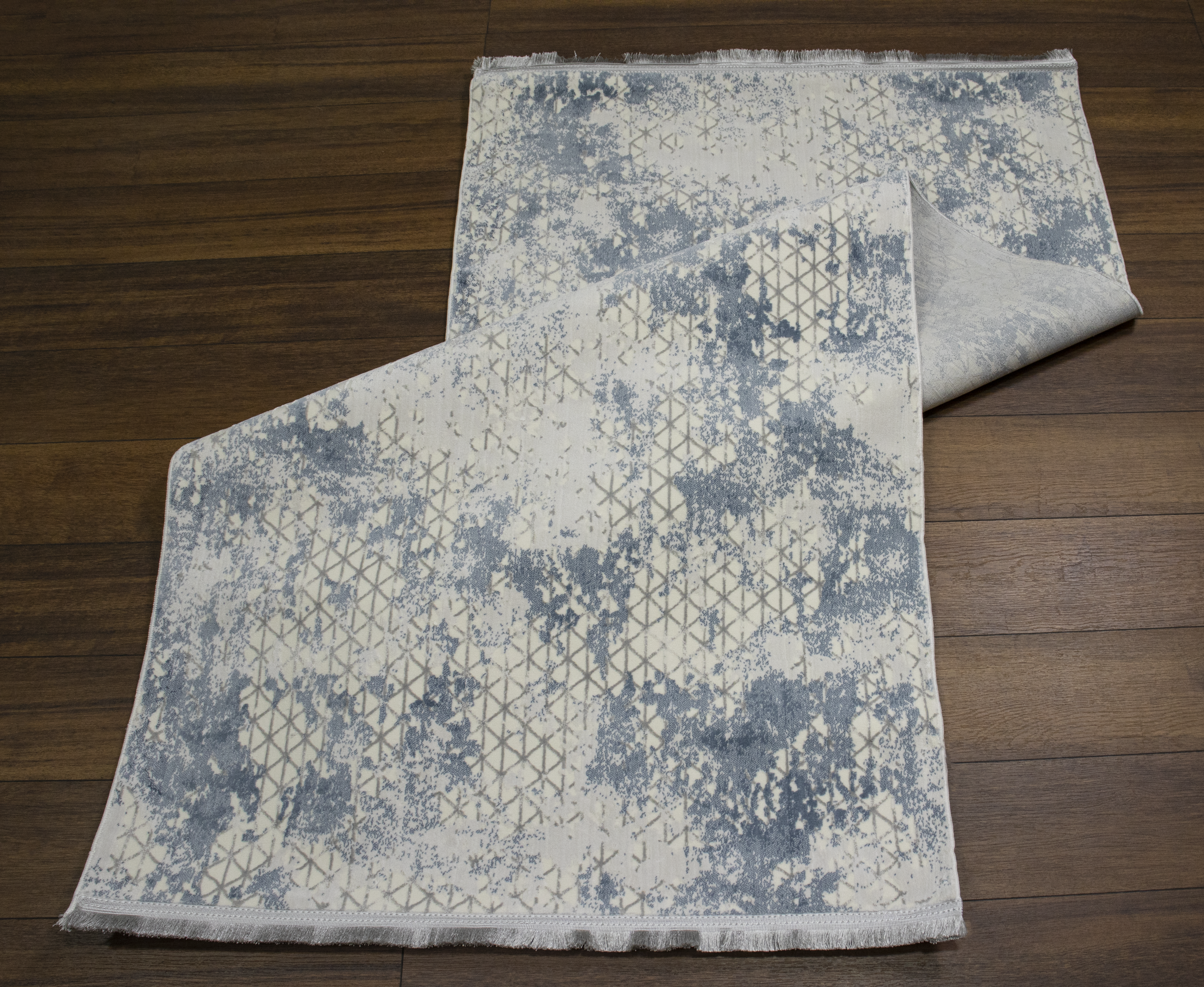 Sultan Zen Piramit Desen Mavi Modern Akrilik Makine Dokuma Salon Halısı - 6303