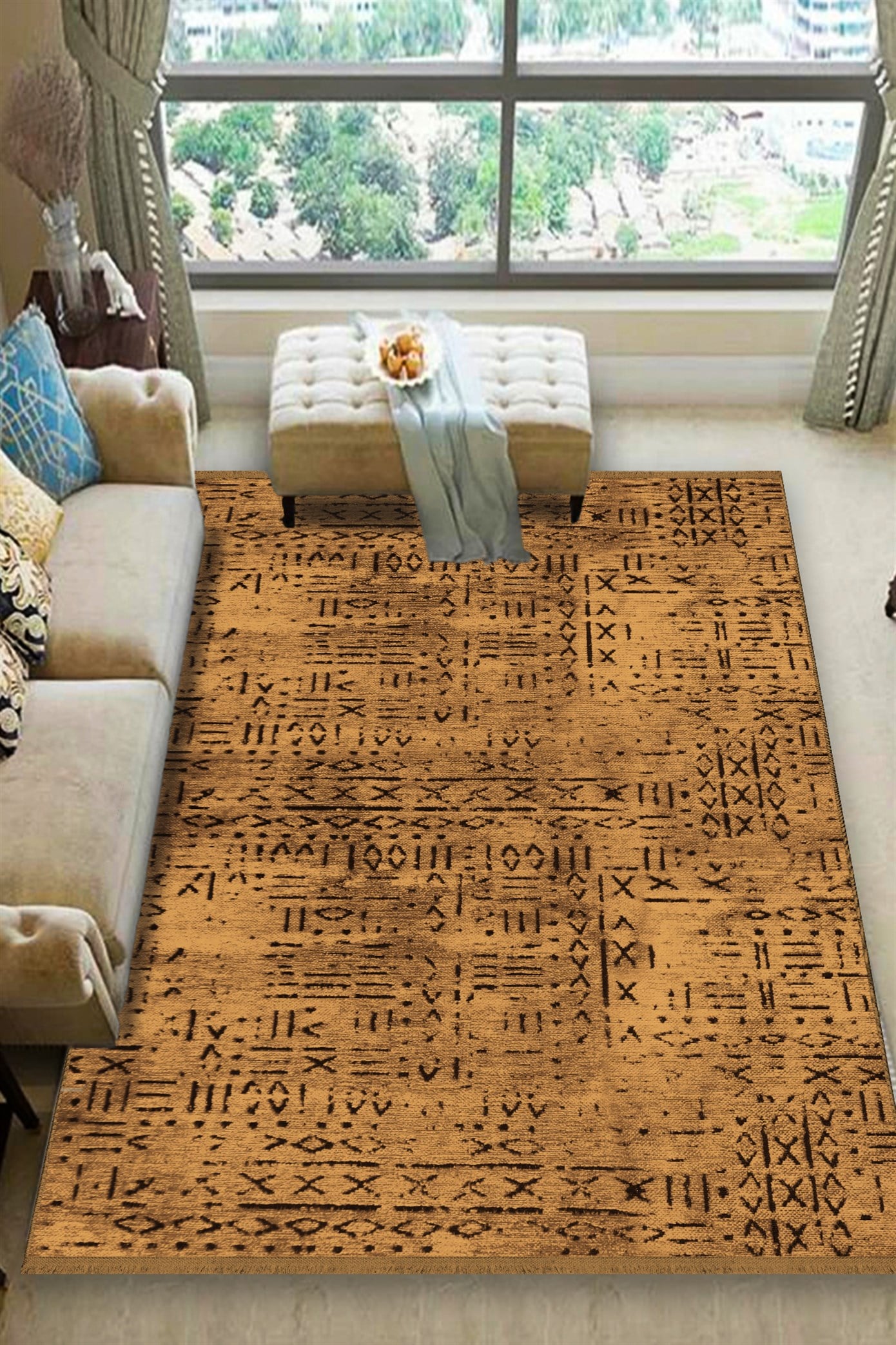 Vadi Şönil Çiğ Ombra Rengi Modern Makine Dokuma Halı-8013