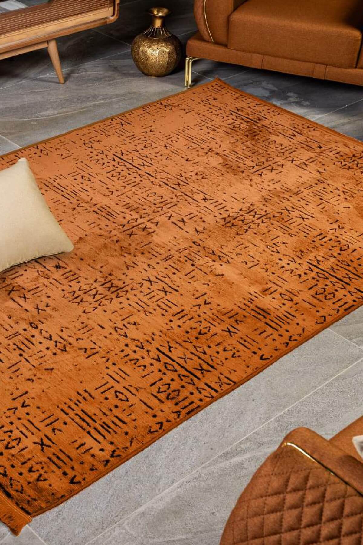 Vadi Şönil Maun Rengi Modern Makine Dokuma Halı-8010
