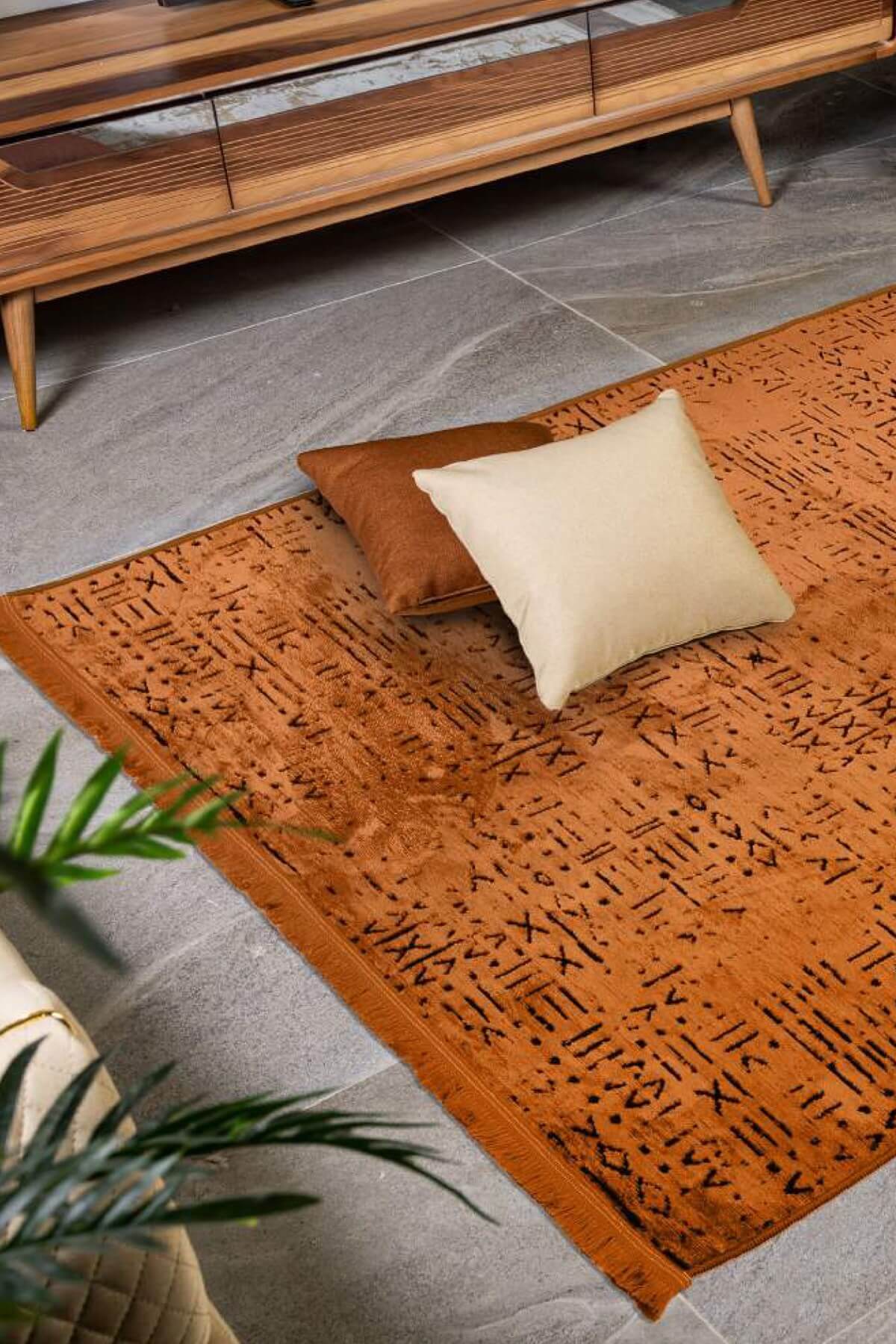 Vadi Şönil Maun Rengi Modern Makine Dokuma Halı-8010