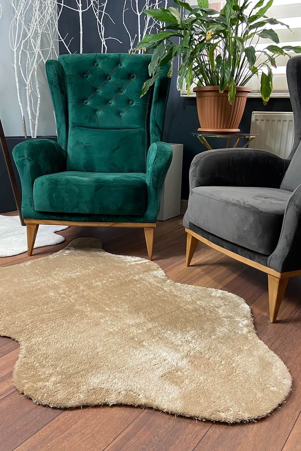 Vizon Renkli Yumuşak Yüzeyli Kaydırmaz Post Peluş Halı