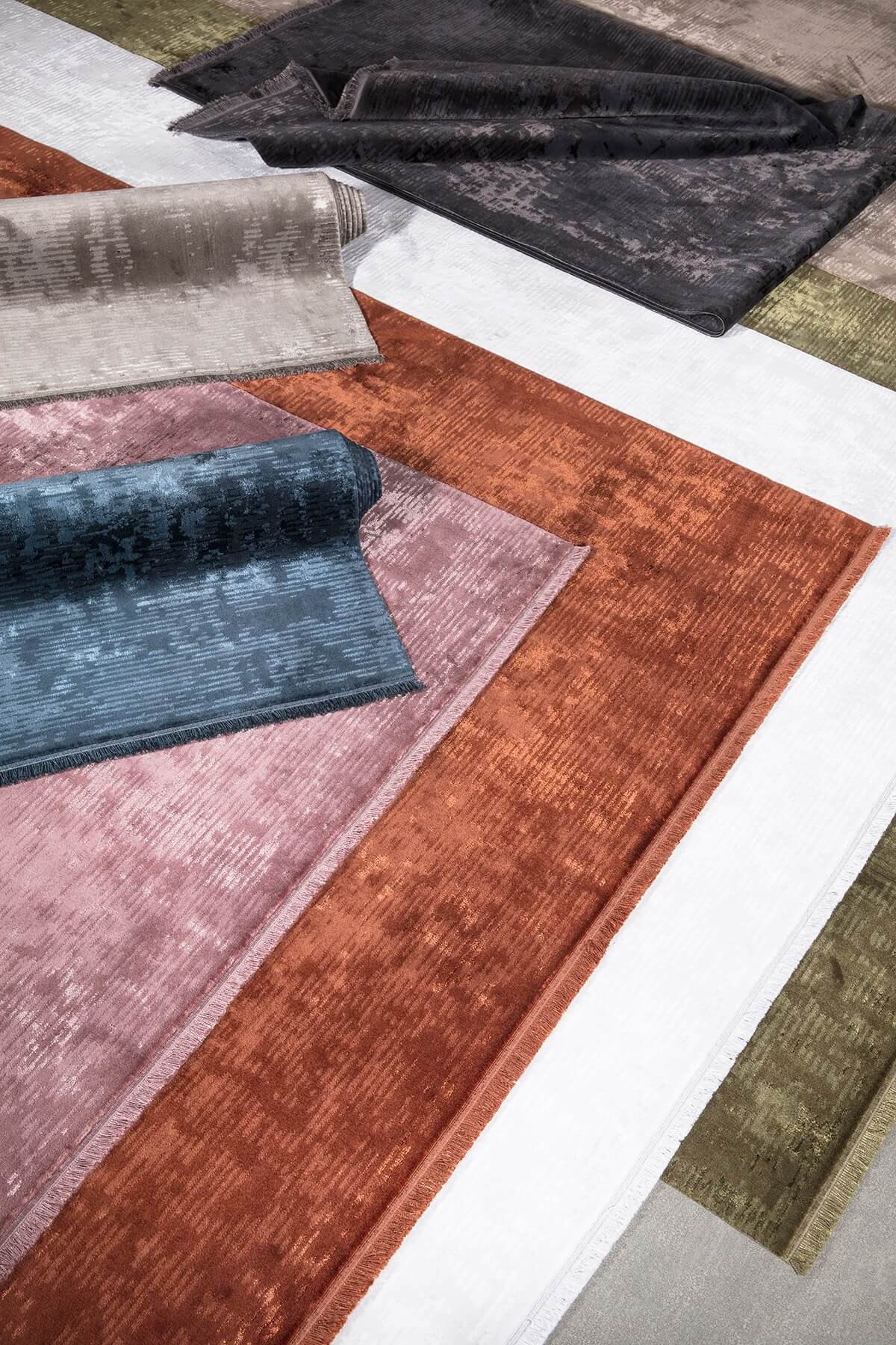 Yeşil Rengi Vintage Bambu Altı Kaymaz Makine Dokuma Halı