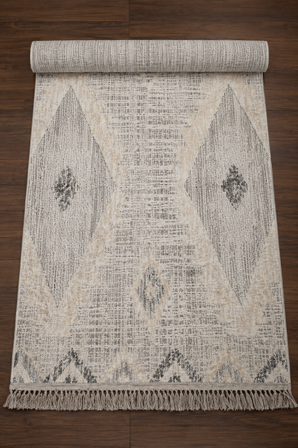 Yonca Seri İskandinav Gri Piramit Desenli Makine Dokuma Taban Modern Salon Halısı 3092 | Sultan Halı