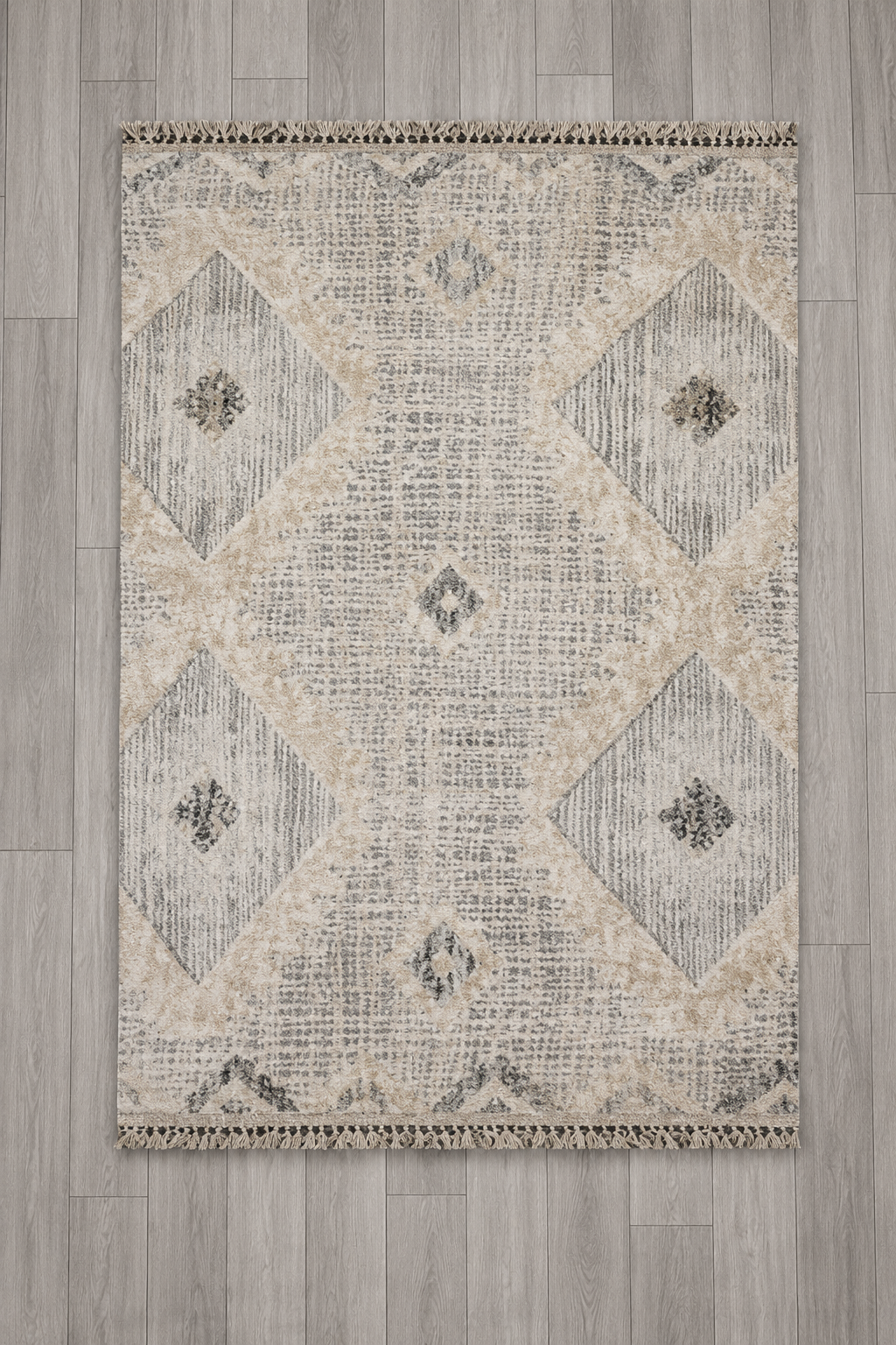 Yonca Seri İskandinav Gri Piramit Desenli Makine Dokuma Taban Modern Salon Halısı 3092 | Sultan Halı