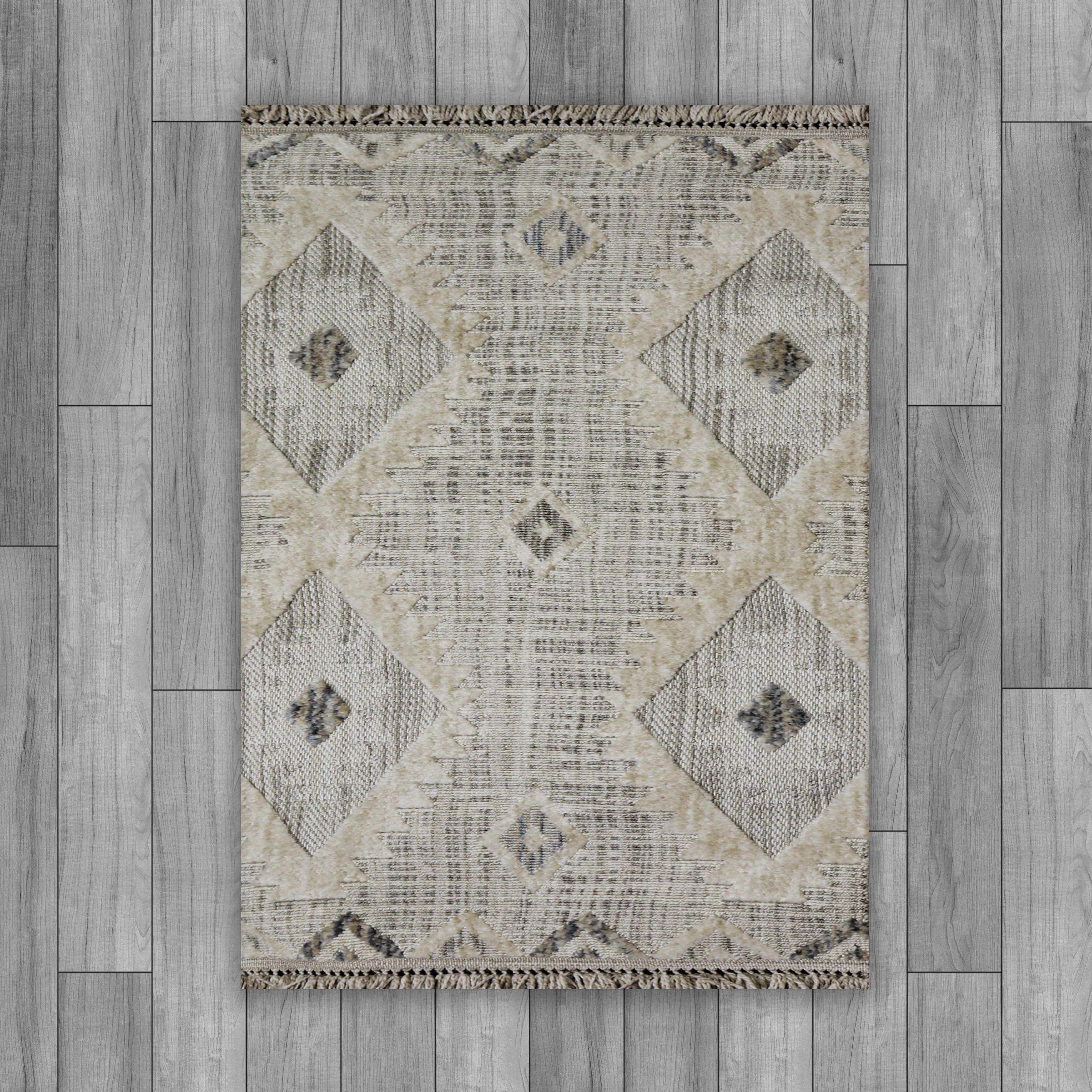 Yonca Seri İskandinav Gri Piramit Desenli Makine Dokuma Taban Modern Salon Halısı 3092 | Sultan Halı