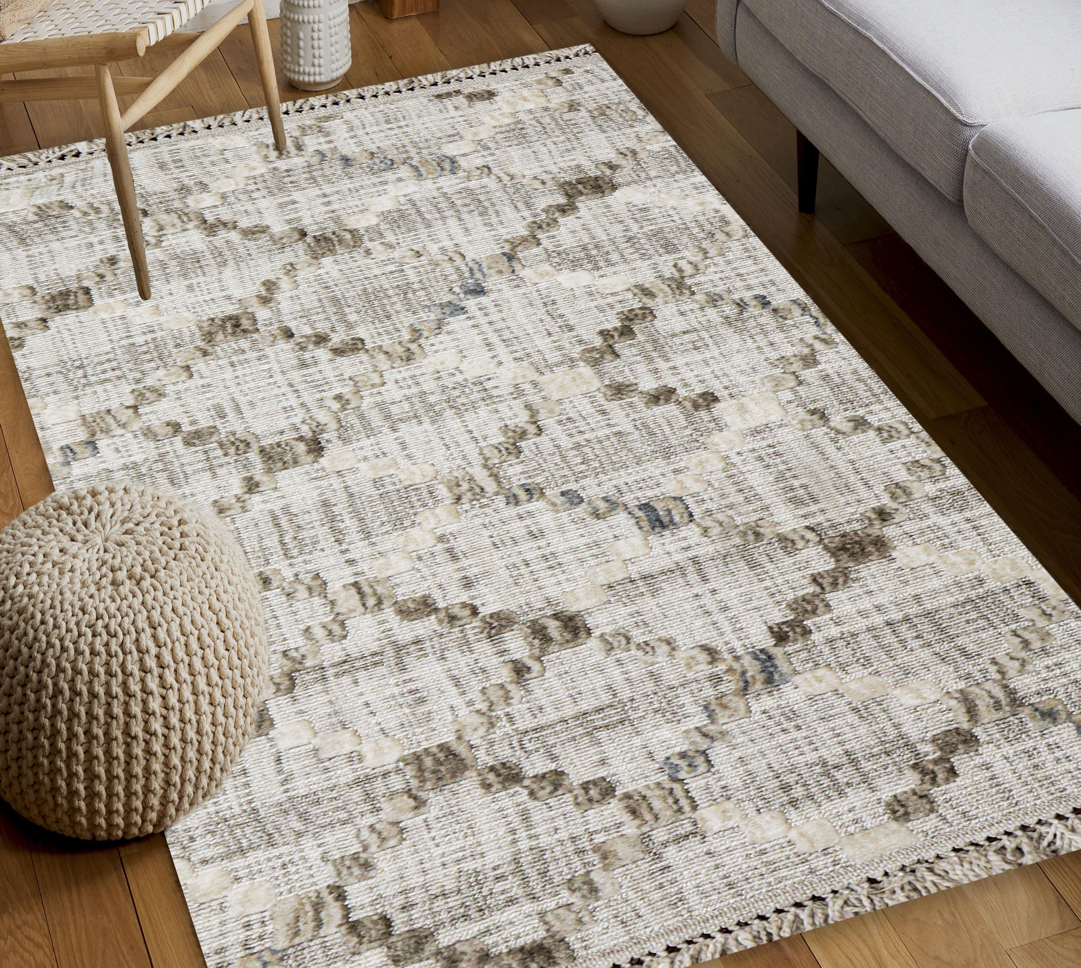 Yonca Seri İskandinav Piramit Desenli Makine Dokuma Taban Modern Salon Halısı 3090 | Sultan Halı