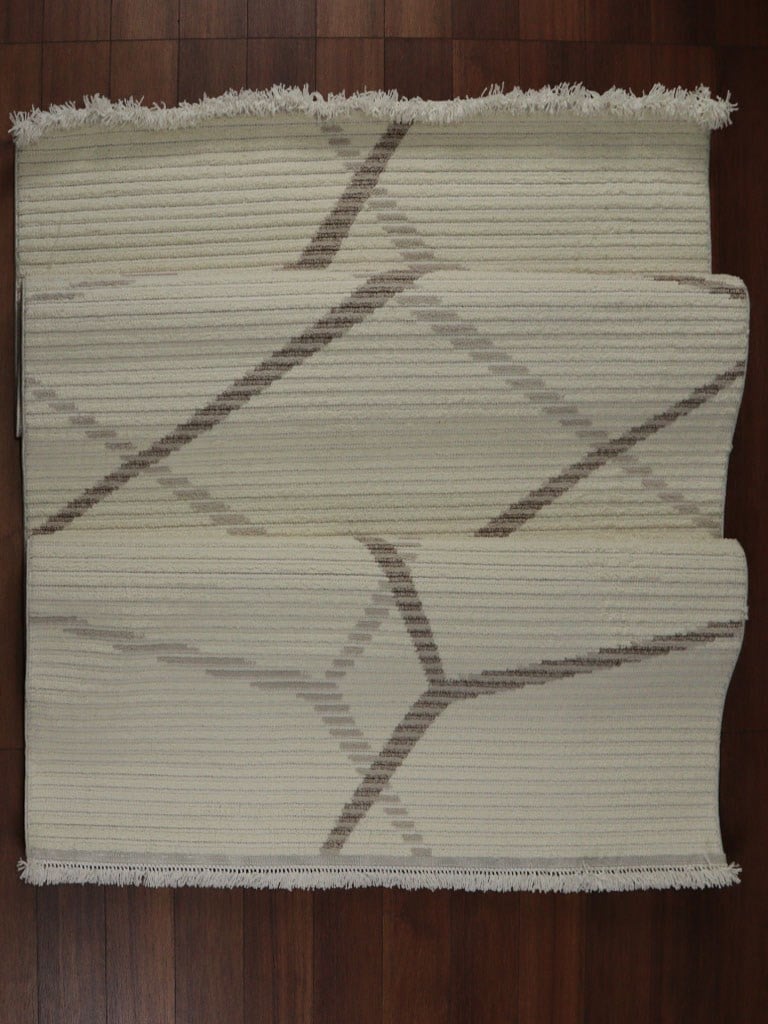 ZARA Serisi Krem Vizon Geometrik Desenli Modern Halı | GF711