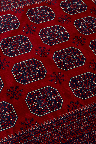 Kırmızı Renkli Afgan Motifli Yıkanabilir Otantik Dokuma Halı 01