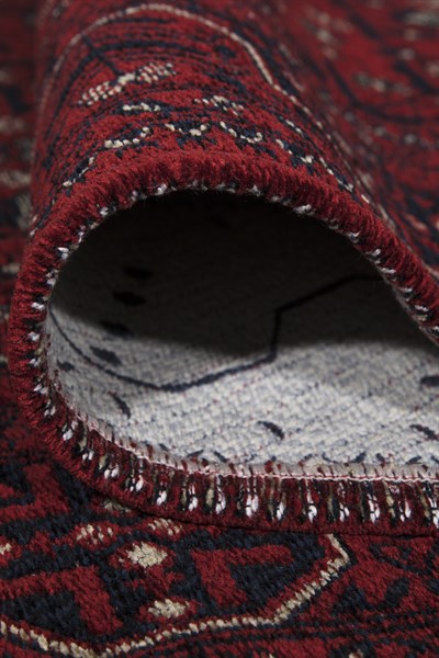 Kırmızı Renkli Afgan Tarzı Altı Kaymaz Şönil Kilim