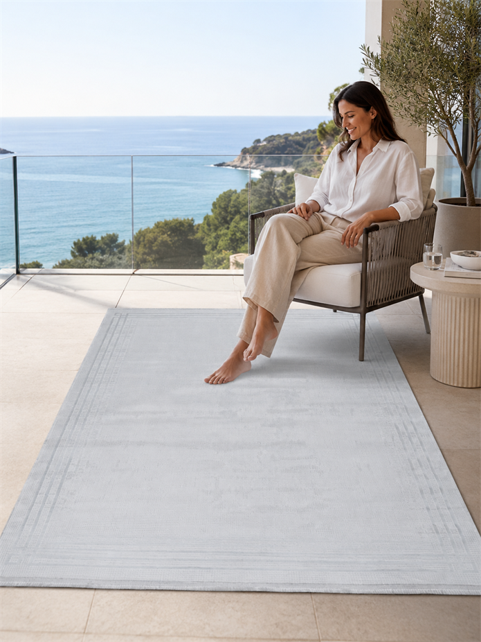 AGAH KF433 GRİ-MAVİ ÇİZGİ BORDÜRLÜ