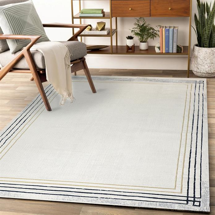 AGAH KF433 GRİ-MAVİ ÇİZGİ BORDÜRLÜ