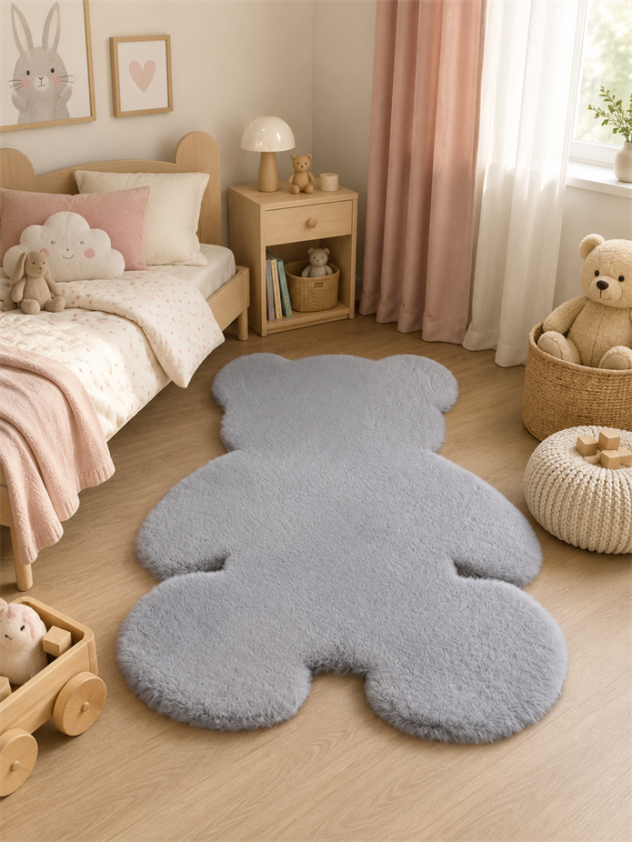 Antrasit Ayıcık Şekilli Peluş Halı