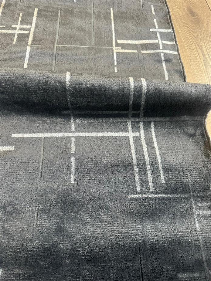 Antrasit Rengi Lotus Bambu Model Altı Kaymaz Makine Dokuma Halı