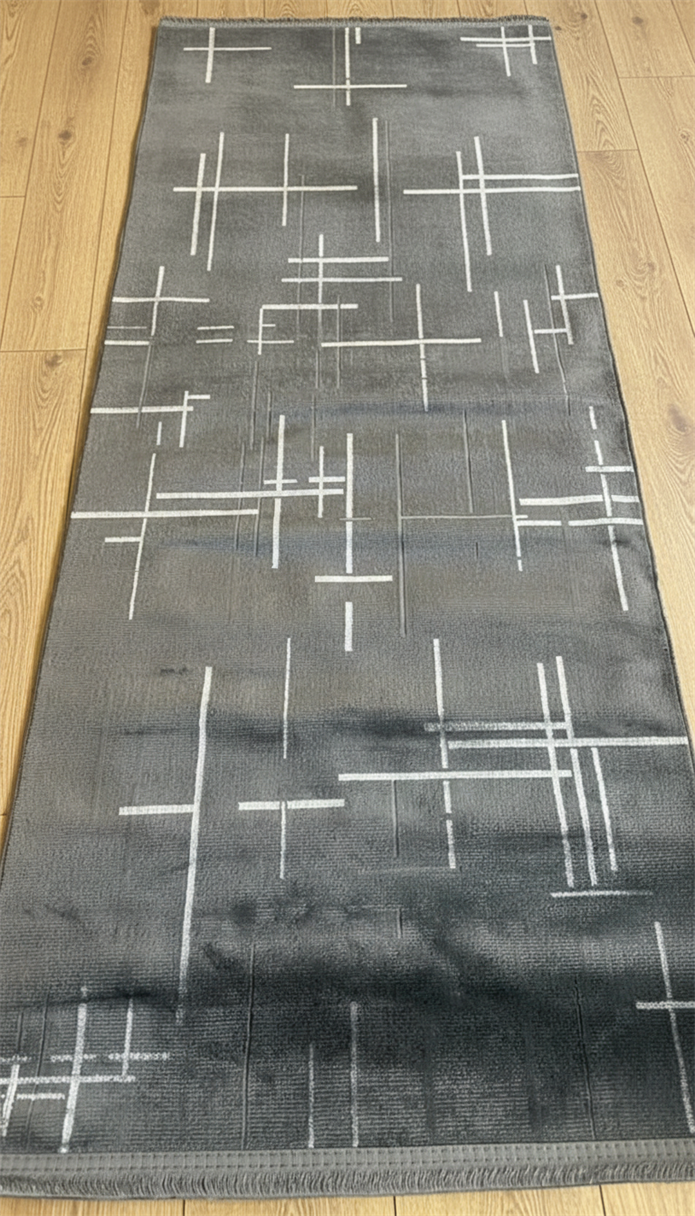 Antrasit Rengi Lotus Bambu Model Altı Kaymaz Makine Dokuma Halı