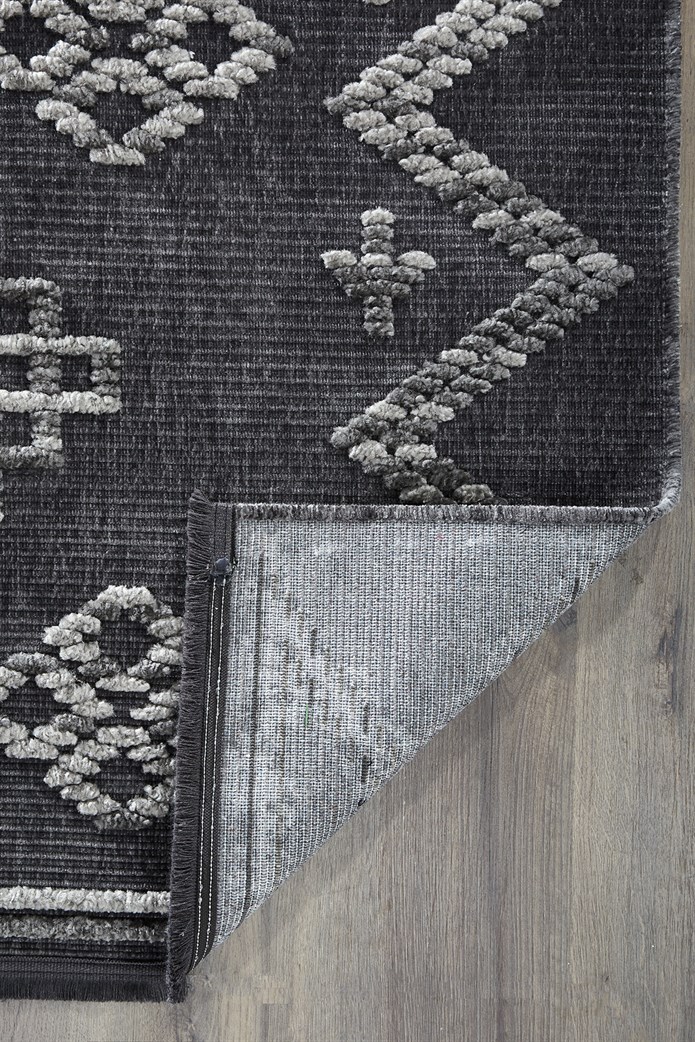 Antrasit Renkli Altı Kaymaz Makine Dokuma Halı - C011X