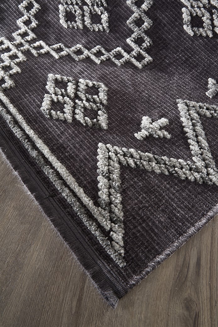 Antrasit Renkli Altı Kaymaz Makine Dokuma Halı - C011X