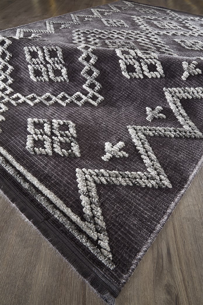 Antrasit Renkli Altı Kaymaz Makine Dokuma Halı - C011X