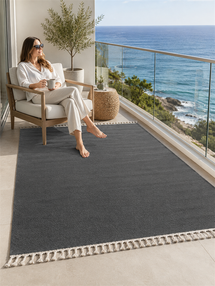 Antrasit Renkli  Soft Iskandinav Peluş Dokulu Makine Halısı