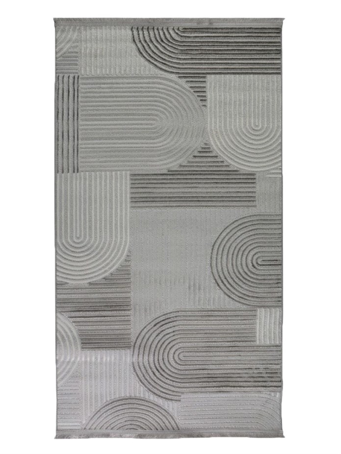 ARMA Serisi Açık Gri Krem Geometrik Desenli Modern Halı | MC 402