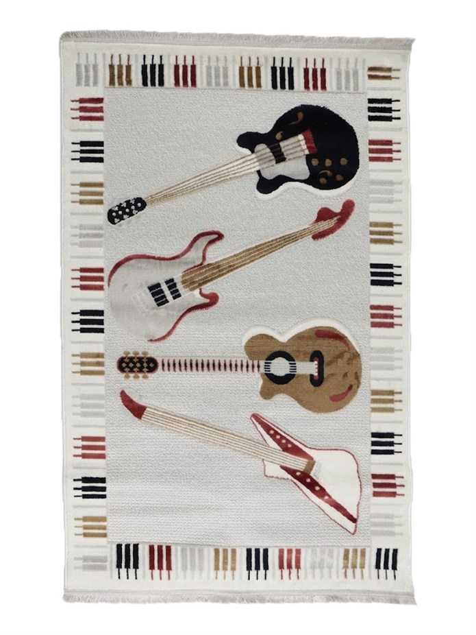 ARMA Serisi Multi Renkli Müzik Desenli Dekoratif Halı | MC 434