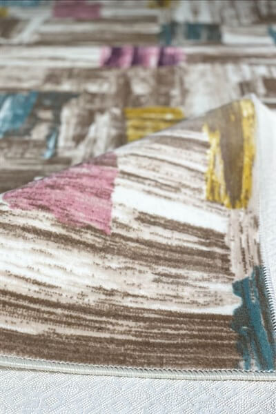 Aspero Vizon Renkli Kaymaz Taban Yıkanabilir Halı