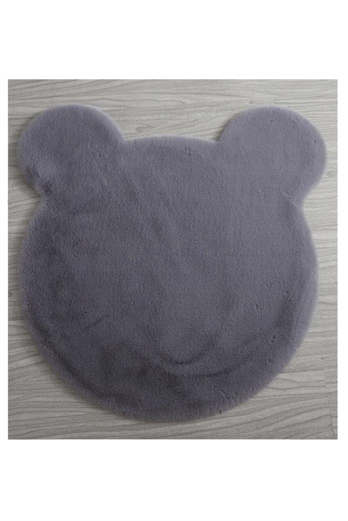 Ayıcık Kafası Şekilli Antrasit Peluş Halı
