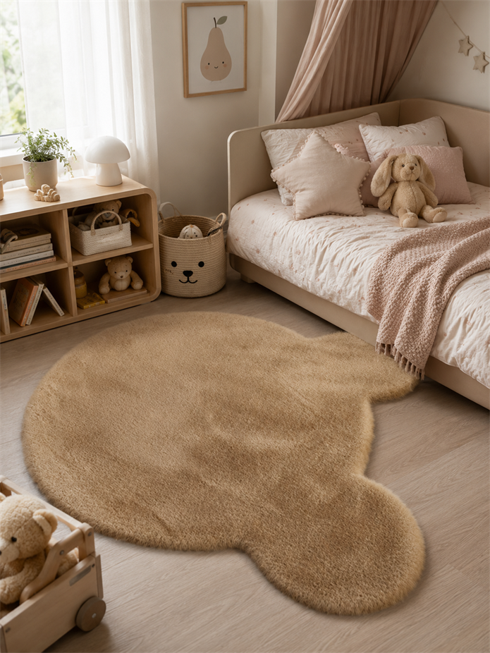 Ayıcık Kafası Şekilli Vizon Peluş Halı