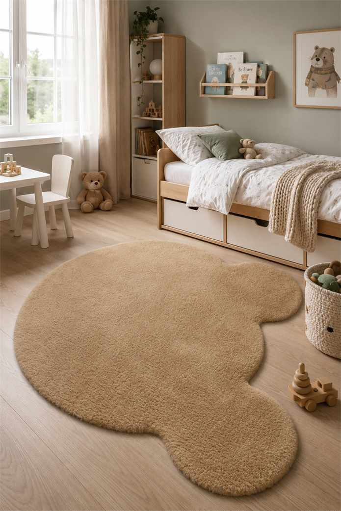 Ayıcık Kafası Şekilli Vizon Peluş Halı