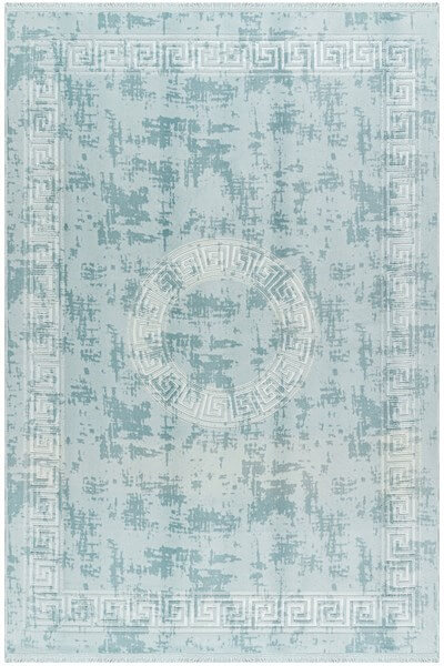 Azur Renkli Roma Desenli Kabartmalı Dokuma Taban Halı