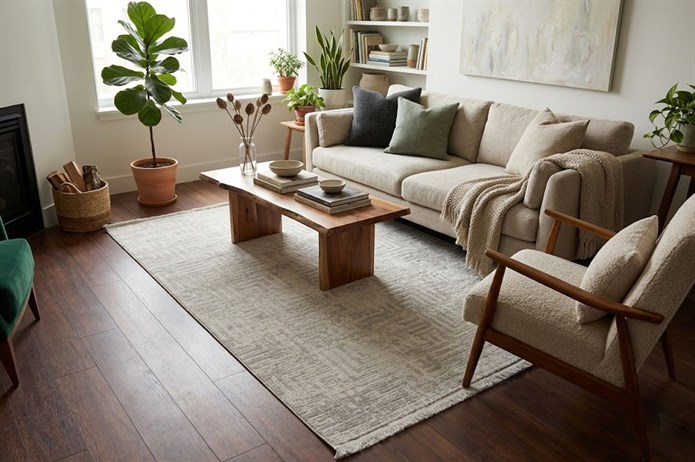 BAHAR Serisi Krem Bej Yumuşak Geçişli Modern Desenli Halı | BT337