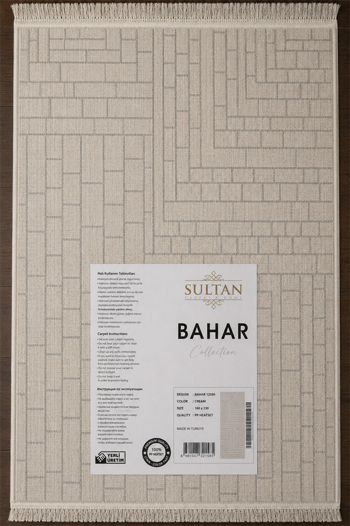 BAHAR Serisi Krem Gri Yumuşak Geçişli Modern Desenli Halı | BT337