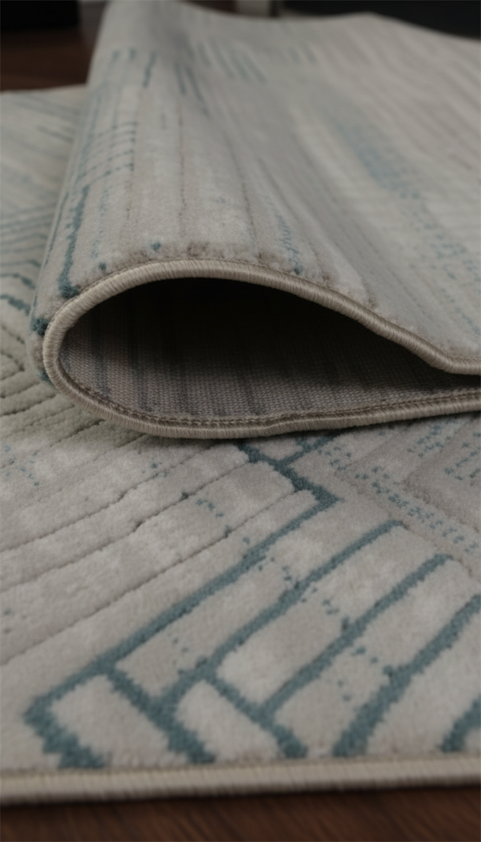 BAHAR Serisi Krem Mavi Yumuşak Geçişli Modern Desenli Halı | BT371