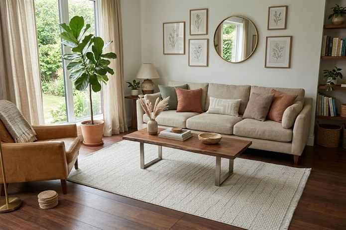 BAHAR Serisi Krem Yumuşak Geçişli Modern Desenli Halı | BT360