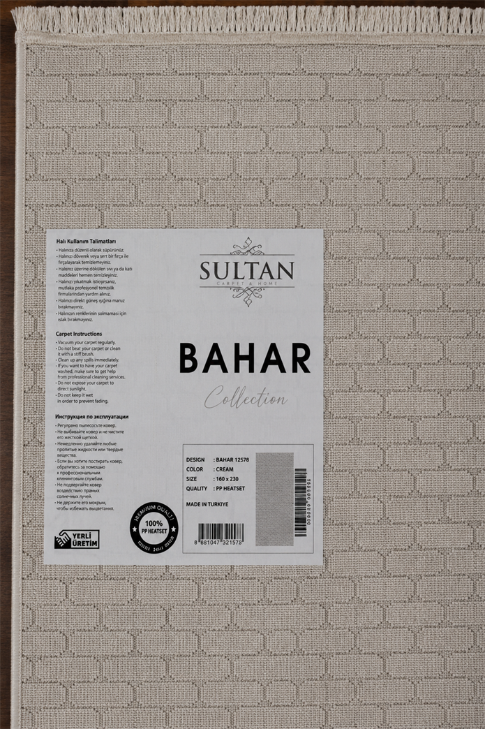 BAHAR Serisi Krem Yumuşak Geçişli Modern Desenli Halı | BT360