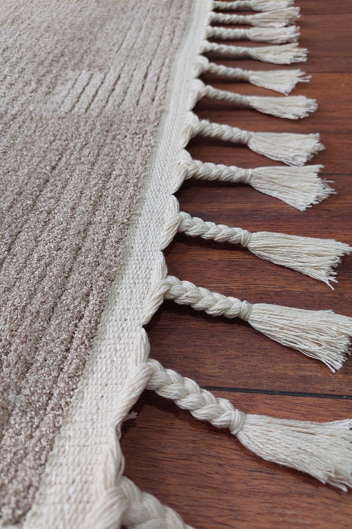 Bej Renkli  Soft Iskandinav Peluş Dokulu Makine Halısı