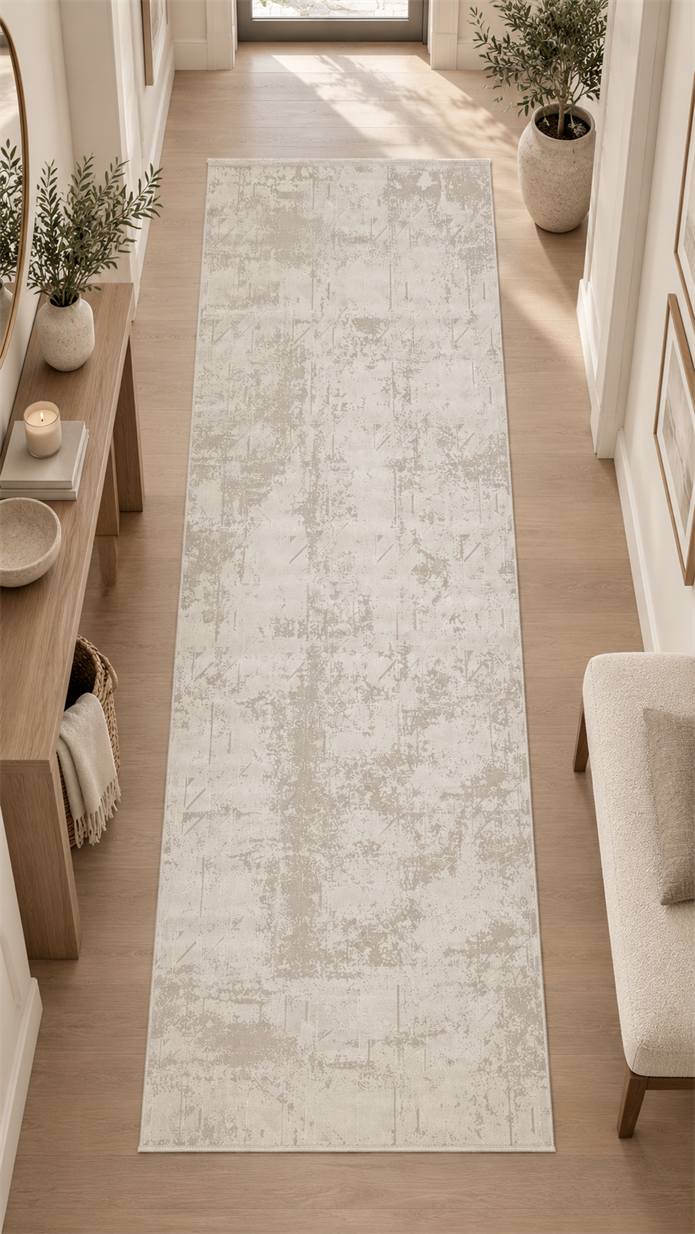 Beliz Viskon Krem Geometrik Desenli Premium Salon Halısı Beliz Viskon